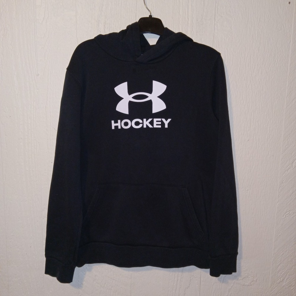 Under Armour Hockey Hoodie Womens XL Black Graphic Fleece Sweatshirt